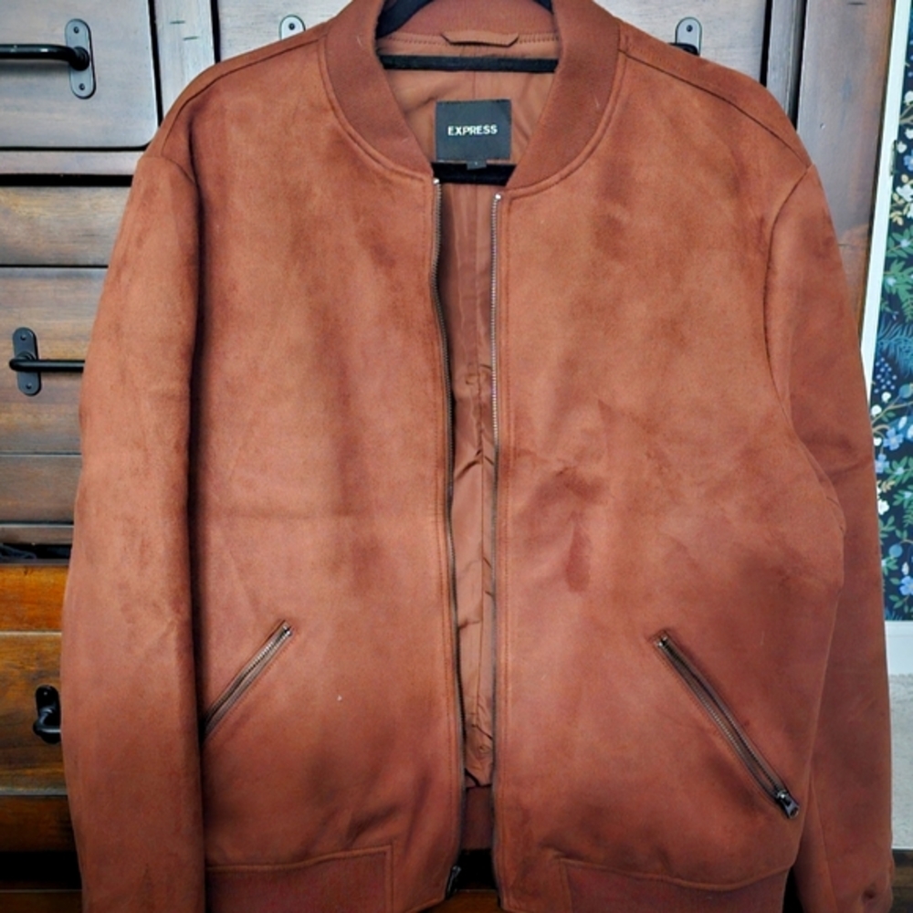 Express Brown Suede Bomber Jacket